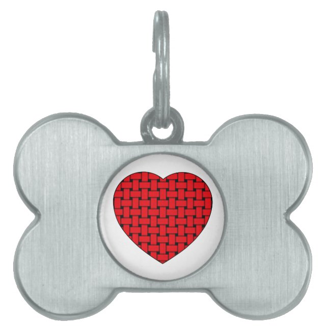 Weaved Red Heart Pet Tag (Front)