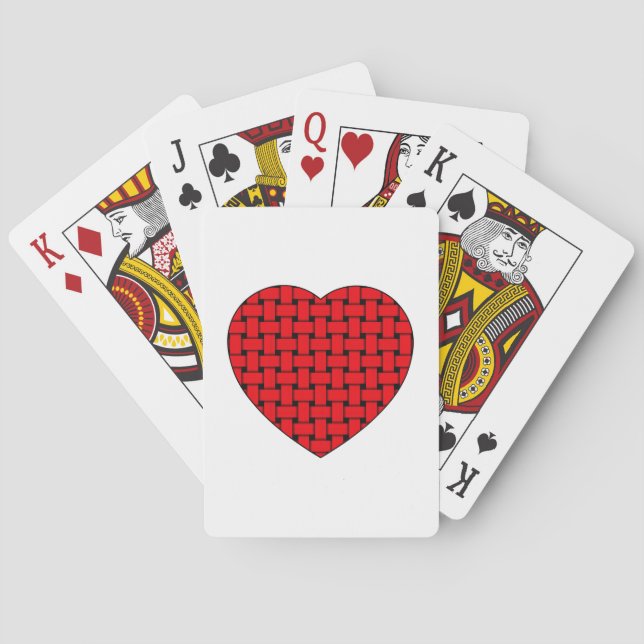 Weaved Red Heart Playing Cards (Back)