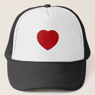 Weaved Red Heart Trucker Hat