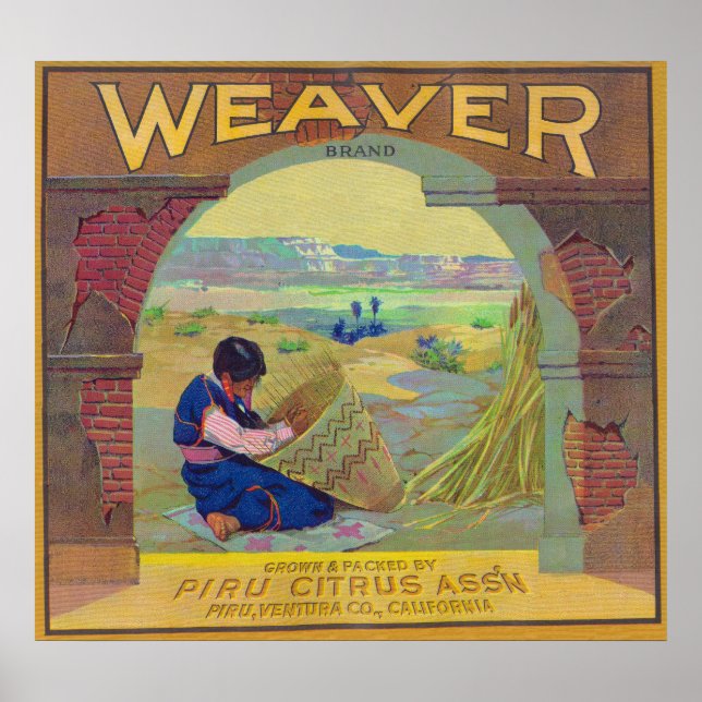 Weaver Orange LabelPiru, CA Poster (Front)