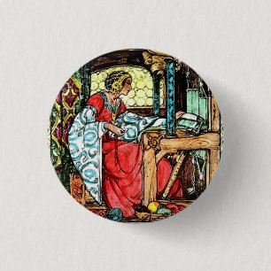 Weaving woman  3 cm round badge