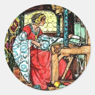 Weaving Woman Classic Round Sticker
