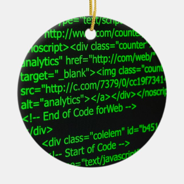 Web Code Ceramic Tree Decoration (Front)