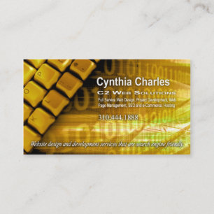 Web Design-1 Business Card template (gold)