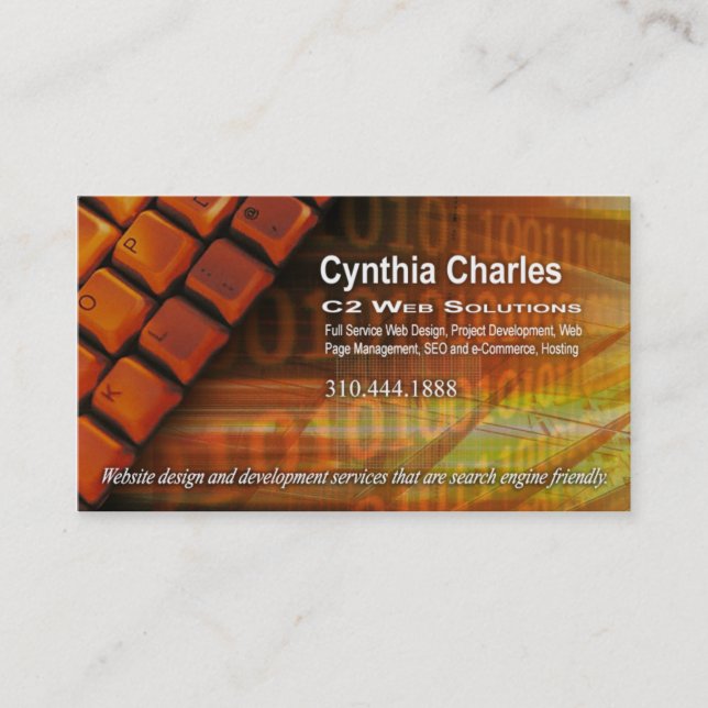 Web Design-1 Business Card template (orange) (Front)
