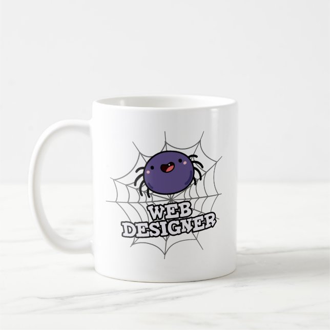 Web Designer Funny Spider Pun Coffee Mug (Left)
