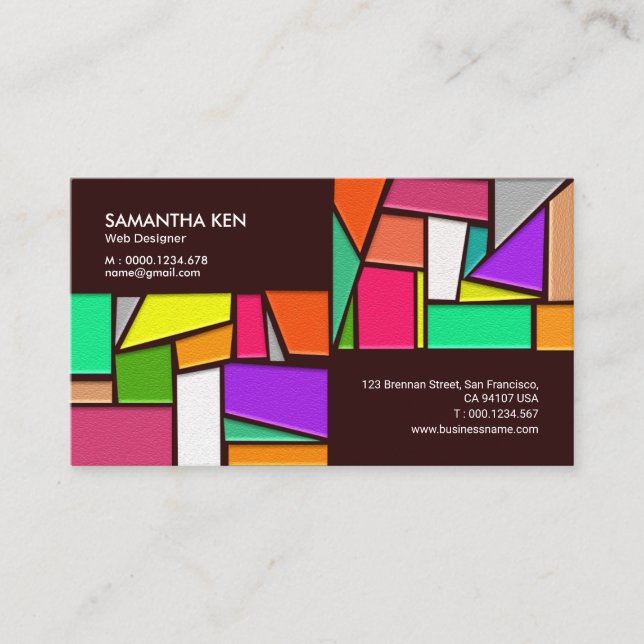Web Designer's Bright Colour Palette Business Card (Front)