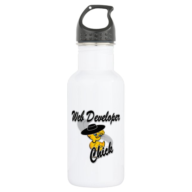 Web Developer Chick #4 532 Ml Water Bottle (Front)