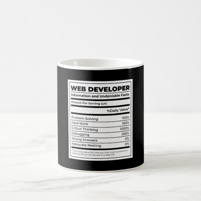 Web Developer Funny neutritunal Gift Coffee Mug (Center)