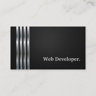 Web Developer Professional Black Silver Business Card
