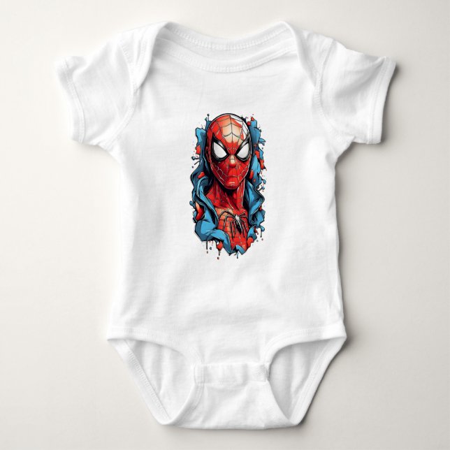 Web Hero Burst – Comic Style Baby Bodysuit (Front)