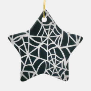 Web of Mystery: Delicate Trap - White Spider Web Ceramic Tree Decoration
