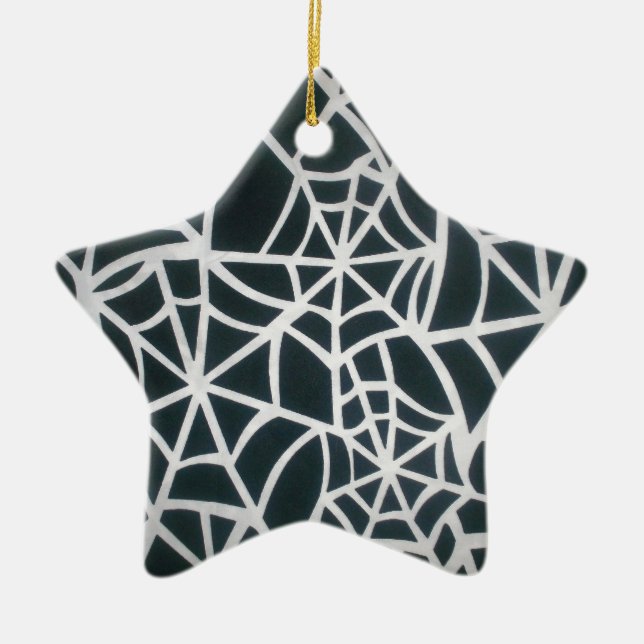 Web of Mystery: Delicate Trap - White Spider Web Ceramic Tree Decoration (Front)
