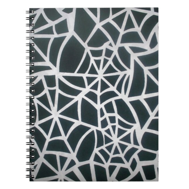 Web of Mystery: Delicate Trap - White Spider Web Notebook (Front)