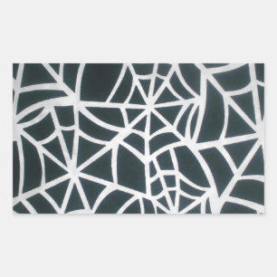 Web of Mystery: Delicate Trap - White Spider Web Rectangular Sticker