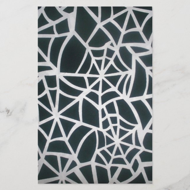 Web of Mystery: Delicate Trap - White Spider Web Stationery (Front)