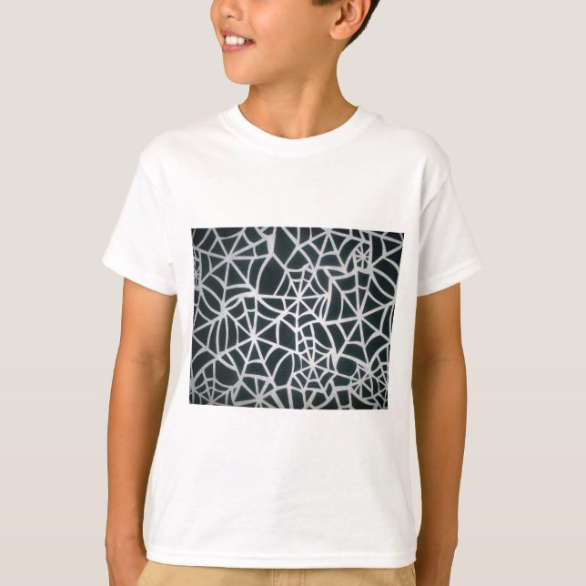 Web of Mystery: Delicate Trap - White Spider Web T-Shirt (Front)