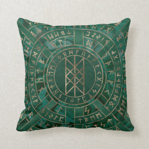 Web of Wyrd - Malachite, Leather and Gold Cushion