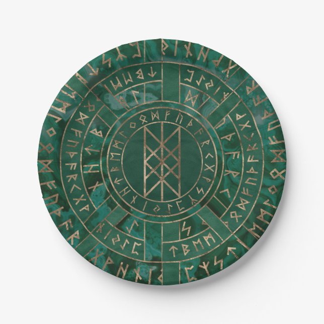 Web of Wyrd - Malachite, Leather and Gold Paper Plate (Front)