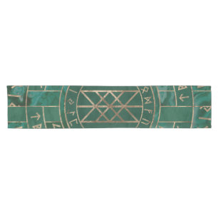 Web of Wyrd - Malachite, Leather and Gold Short Table Runner