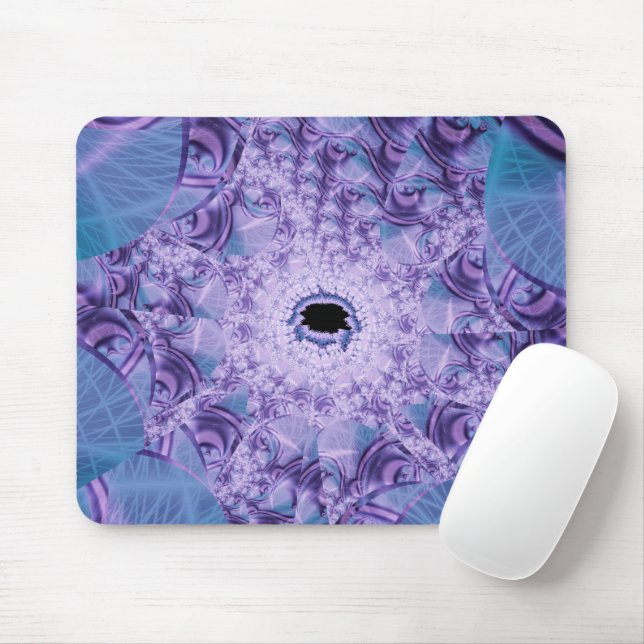 Web | Purple and Blue Fractal Art Mouse Mat (With Mouse)