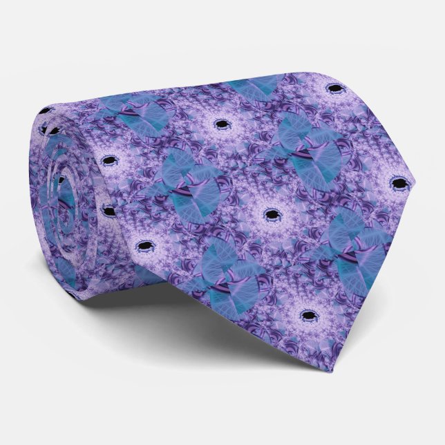 Web | Purple and Blue Fractal Art Tie (Rolled)