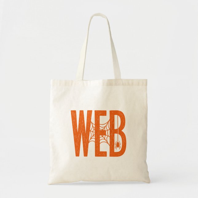 Web Spider Halloween Linocut Design Tote Bag (Front)