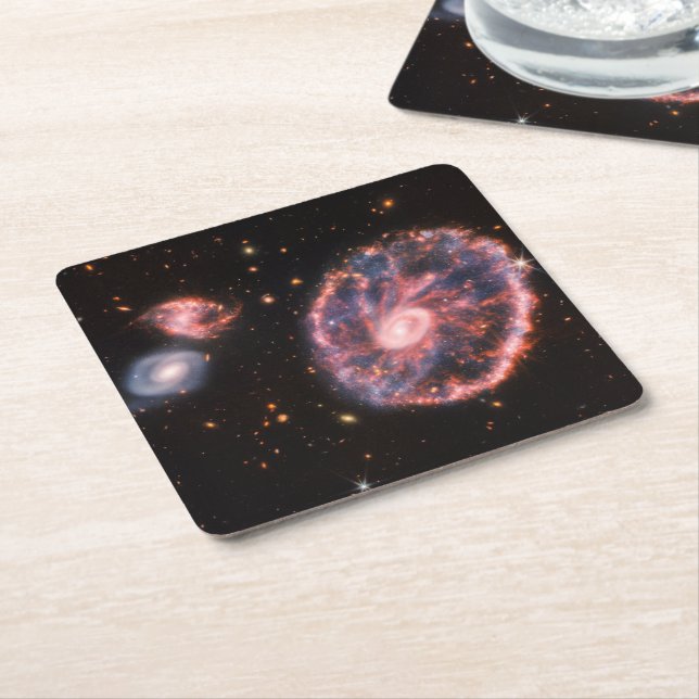 Webb Cartwheel Galaxy: NASA Space Telescope Square Paper Coaster (Angled)
