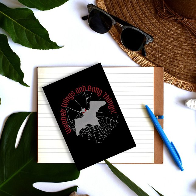 "Webbed Wings and Batty Things" Halloween Vampire  Postcard (Creator Uploaded)