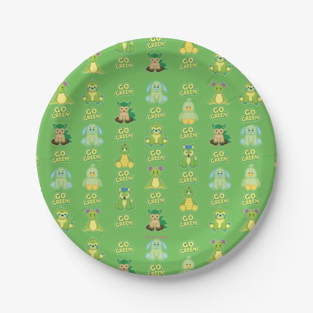 Webkinz Go Green Pattern Paper Plate (Front)