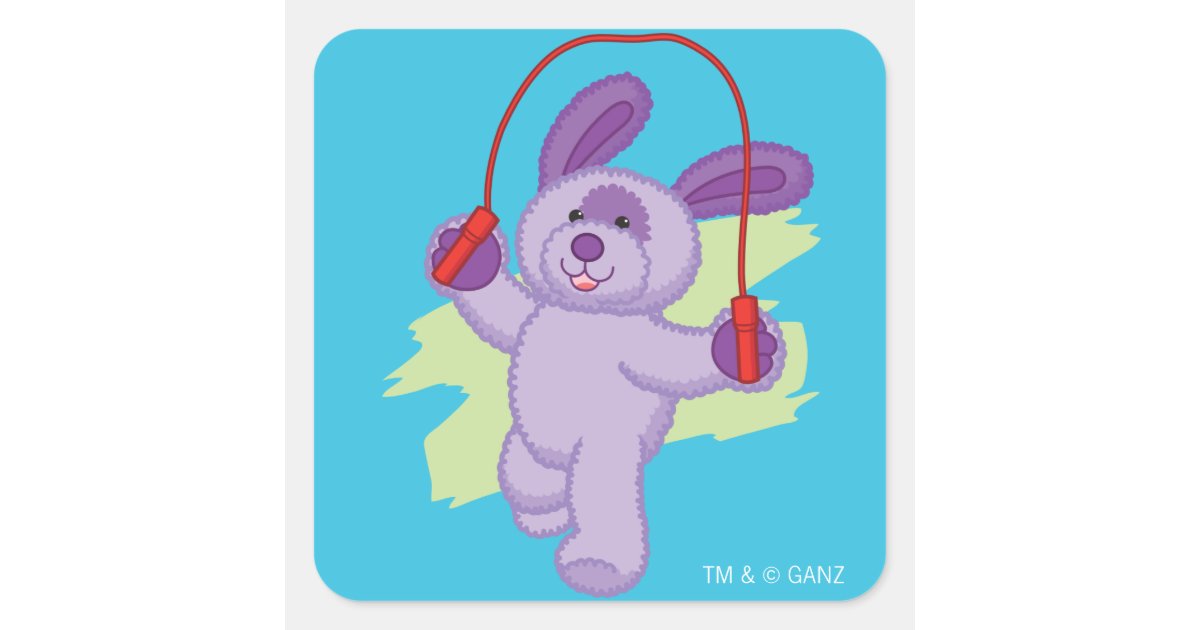Webkinz Rocking Rope Bridge Webkinz | Grape Soda Pup Skipping Rope 2 Square Sticker | Zazzle