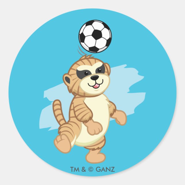 Webkinz | Meerkat Playing Soccer 2 Classic Round Sticker (Front)