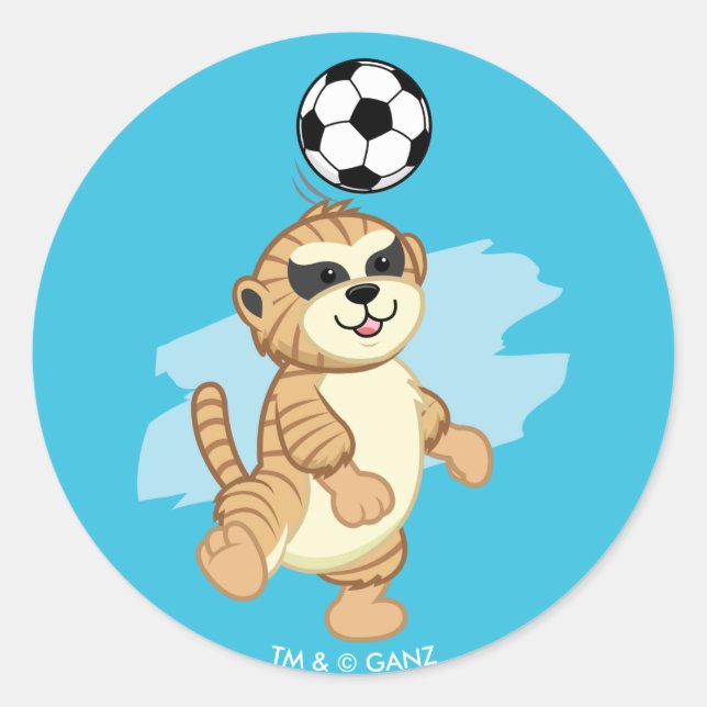 Webkinz | Meerkat Playing Soccer Classic Round Sticker (Front)