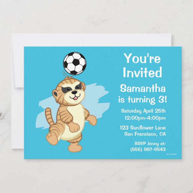 Webkinz | Meerkat Playing Soccer Invitation (Front)