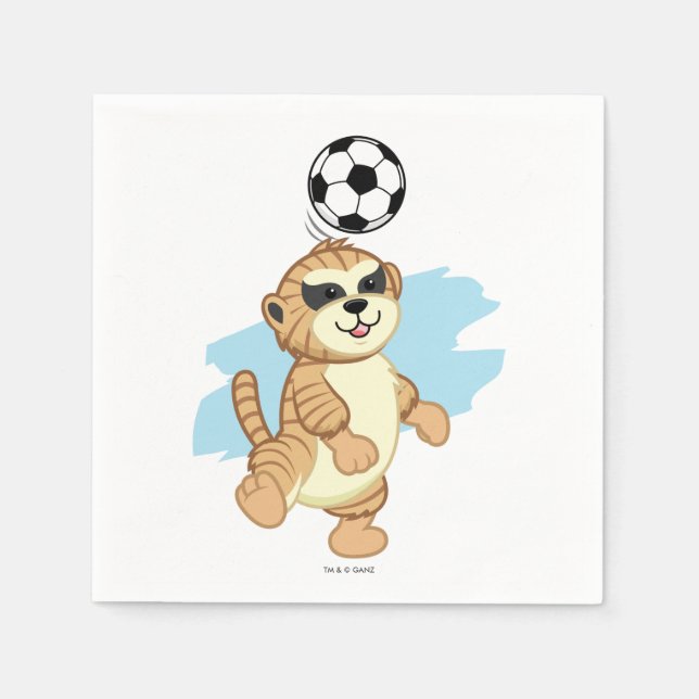 Webkinz | Meerkat Playing Soccer Napkin (Front)