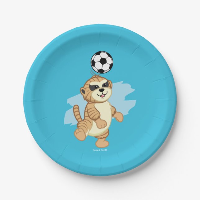 Webkinz | Meerkat Playing Soccer Paper Plate (Front)