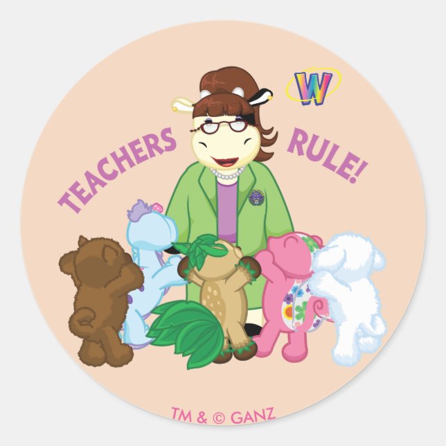 Webkinz: Teachers Rule! Classic Round Sticker (Front)