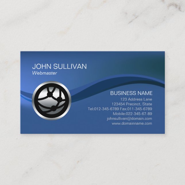 Webmaster Internet Globe Network Icon Business Card (Front)