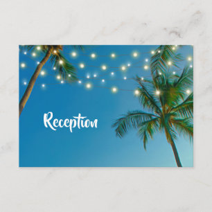 Website Beach String Lights Palm Trees Reception Enclosure Card