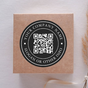 Website Link QR Code Minimal Business Name Black Classic Round Sticker