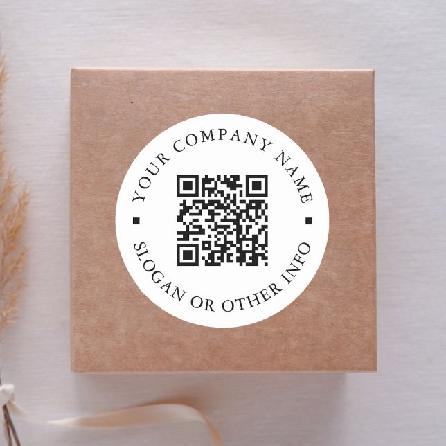 Website Link QR Code Minimal Business Name  Classic Round Sticker (Creator Uploaded)