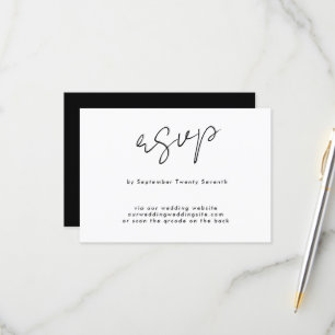 Website QR CODE BACK Stylish Modern Custom Names RSVP Card