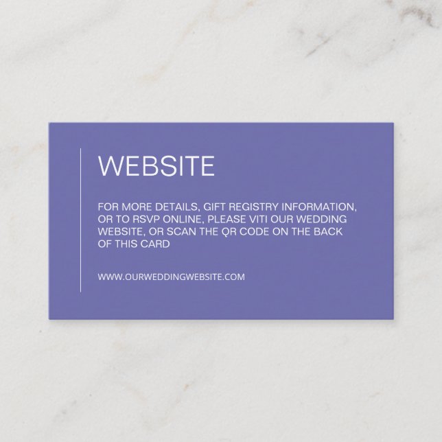 Website QR Code minimal periwinkle simple wedding  Enclosure Card (Front)