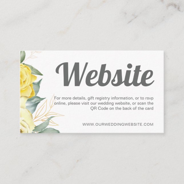 Website QR Code yellow watercolor modern simple Enclosure Card (Front)