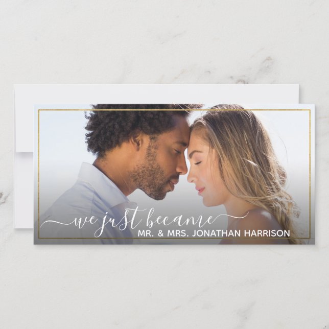 Website Simple Elegant Gold Just Married Announcement (Front)