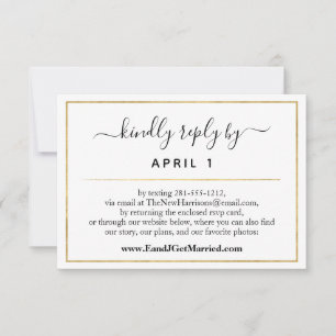 Website Simple Gold Script Wedding/Reception RSVP