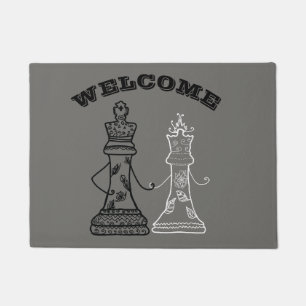 Wecome Chess King Queen Door Mat