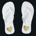 wed love celebration personalised gold heart flip flops<br><div class="desc">For a married couple,  a romantic design with their initials (Mr.   Mrs.) in a graphic faux golden heart on white...  to bring comfort and ease to all your wedding planning events...   perfect to wear both before and after the wedding</div>