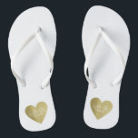 wed love celebration personalised gold heart flip flops<br><div class="desc">For a married couple,  a romantic design with their initials (Mr.   Mrs.) in a graphic faux golden heart on white...  to bring comfort and ease to all your wedding planning events...   perfect to wear both before and after the wedding</div>