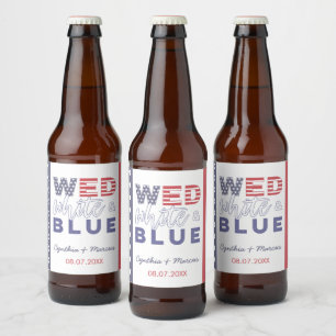 Wed White And Blue Informal Backyard Wedding Party Beer Bottle Label